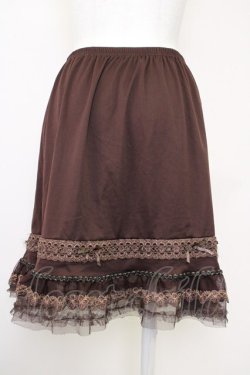 画像2: axes femme / レース重ねペチスカート  ブラウン T-25-07-10-006-AX-SK-SA-ZT