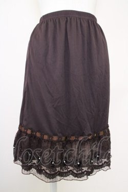 画像1: axes femme / 裾はしごレースリボンペチスカート  ブラウン T-25-07-10-007-LO-SK-SA-ZT