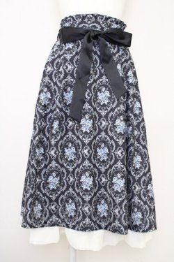 画像1: axes femme POETIQUE / リボンビットイレヘムスカート  黒Ｘ青Ｘ白 T-25-07-10-014-AX-SK-SA-ZT