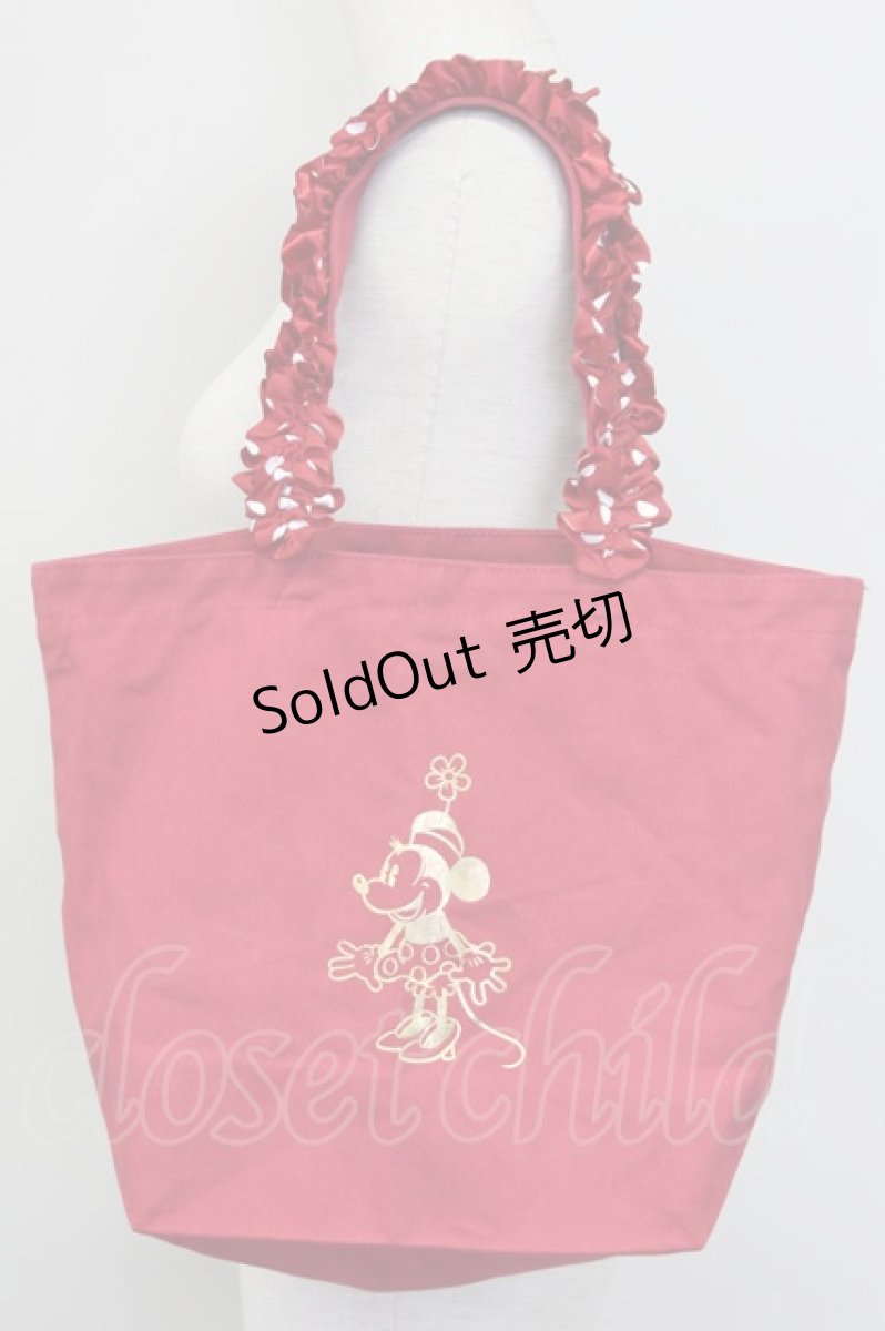 画像1: Maison de FLEUR / ディズニーストアコラボトートバッグ  赤 T-25-07-12-016-LO-BG-OW-ZTK024 (1)