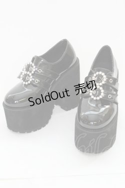 画像1: Bubbles / ダブルバックル厚底シューズ 36 クロ T-25-07-13-007-CA-SH-OW-ZT