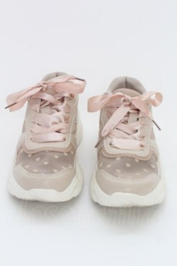 画像2: m petit by misako / ハートチュールスニーカー L ピンクベージュ T-25-07-13-010-LO-SH-IG-ZT