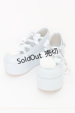 画像1: Ank Rouge / ぽんぽん リボン&ハート シューズ L サックス T-25-07-13-012-CA-SH-IG-ZT