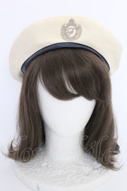 画像1: Fi.n.t / エンブレム刺繍ベレー帽  アイボリー T-25-07-14-030-CA-AC-OW-ZT