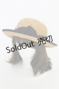 axes femme / リボンストローハット 57.5cm ナチュラルｘクロ T-25-07-14-035-AX-AC-YM-ZT-K016