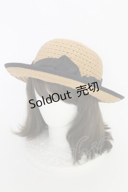 画像1: axes femme / リボンストローハット 57.5cm ナチュラルｘクロ T-25-07-14-035-AX-AC-YM-ZT-K016