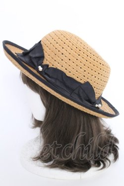 画像2: axes femme / リボンストローハット 57.5cm ナチュラルｘクロ T-25-07-14-035-AX-AC-YM-ZT