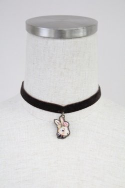 画像1: axes femme / ベロアラビットチョーカー  ブラウン系 T-25-07-14-040-AX-AC-YM-ZT