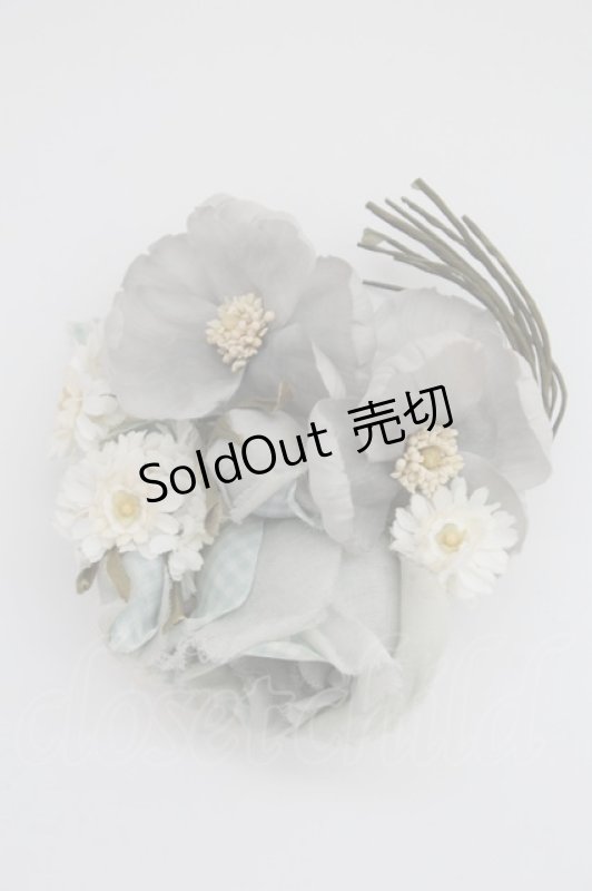 画像1: PINK HOUSE / ギンガムフラワーコサージュ  グレー×サックスチェック T-25-07-14-009-LO-ZA-IG-ZT424 (1)