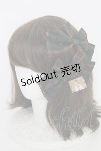 Amavel / Dolly Holidayチェックダブルリボンクリップ  グリーン T-25-07-14-019-CA-ZA-OW-ZT437-F006