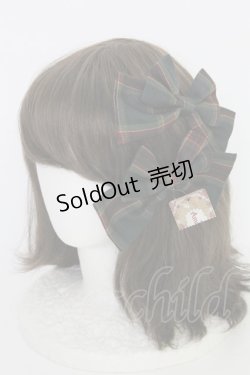 画像1: Amavel / Dolly Holidayチェックダブルリボンクリップ  グリーン T-25-07-14-019-CA-ZA-OW-ZT437-F006