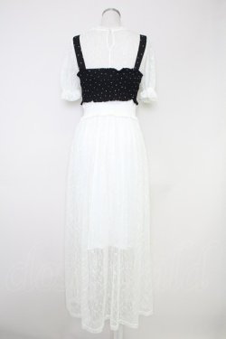 画像2: Ank Rouge / ドットビスチェ付レースワンピース  黒ｘ白 T-25-07-17-026-CA-OP-HI-ZT