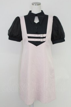 画像1: EAT ME / ダブルベルトドッキングワンピース  ピンクｘ黒 T-25-07-17-029-LO-OP-AS-ZT