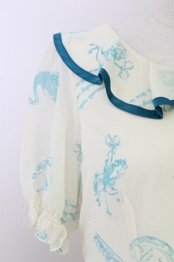 画像3: Fi.n.t / メリーゴーランド柄シフォン半袖ワンピース  オフ T-25-07-17-030-CA-OP-HI-ZT