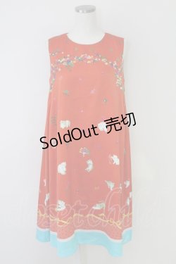 画像1: Cherir la femme franche lippee / いたずらねこノースリーブワンピース  オレンジ T-25-07-17-038-LO-OP-HI-ZS