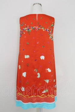 画像2: Cherir la femme franche lippee / いたずらねこノースリーブワンピース  オレンジ T-25-07-17-038-LO-OP-HI-ZT