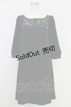 画像1: Franche Lippee / 刺繍半袖ワンピース  黒 T-25-07-17-044-LO-OP-HI-ZS