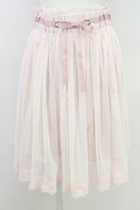 axes femme / プリーツチュール重花柄スカート  ピンク T-25-07-17-050-AX-SK-AS-ZT
