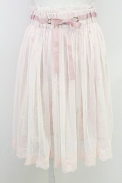 画像1: axes femme / プリーツチュール重花柄スカート  ピンク T-25-07-17-050-AX-SK-AS-ZT