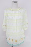Franche Lippee / 刺繍シースルートップス  黄 T-25-07-17-006-LO-TO-HI-ZT