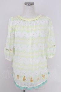Franche Lippee / 刺繍シースルートップス  黄 T-25-07-17-006-LO-TO-HI-ZT