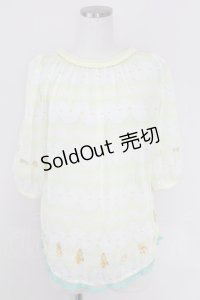 Franche Lippee / 刺繍シースルートップス  黄 T-25-07-17-006-LO-TO-HI-ZS