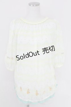 画像1: Franche Lippee / 刺繍シースルートップス  黄 T-25-07-17-006-LO-TO-HI-ZS
