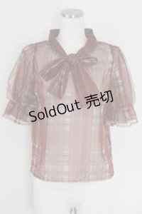 titty&Co. / ボウタイタータンチェックトップス  ワインXブラウン T-25-07-17-016-LO-BL-HI-ZS