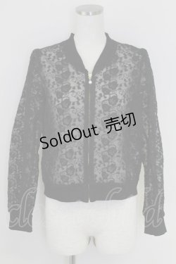 画像1: axes femme POETIQUE / フラワーレースシアーブルゾン  黒 T-25-07-17-020-AX-TO-AS-ZI