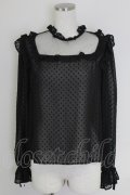 Ank Rouge / ドットフリルシースルーカットソー  黒 T-25-07-17-023-CA-TO-HI-ZT