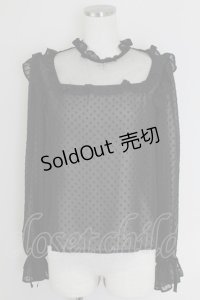 Ank Rouge / ドットフリルシースルーカットソー  黒 T-25-07-17-023-CA-TO-HI-ZS