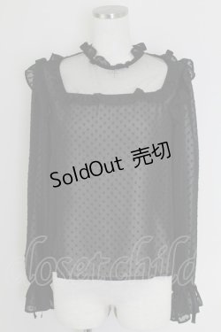 画像1: Ank Rouge / ドットフリルシースルーカットソー  黒 T-25-07-17-023-CA-TO-HI-ZS