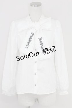 画像1: NOEMIE / ゴシック刺繍ボウタイフリルブラウス M ホワイト T-25-07-22-001-LO-BL-SA-ZT