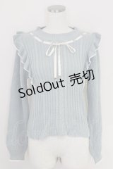 axes femme / バイカラーフリルニットプルオーバー  サックス T-25-07-22-003-AX-TO-SA-ZT