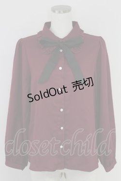 画像1: LOLITAその他(お買取対象外) / リボンタイ付きフリル襟ブラウス M ボルドー T-25-07-22-006-LO-BL-SA-ZT