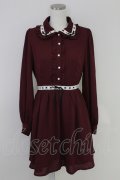 Ank Rouge / ハシゴレースワンピース M ワイン T-25-07-22-007-CA-OP-SA-ZT