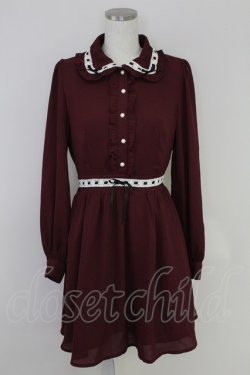画像1: Ank Rouge / ハシゴレースワンピース M ワイン T-25-07-22-007-CA-OP-SA-ZT
