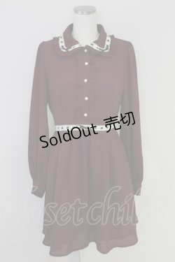 画像1: Ank Rouge / ハシゴレースワンピース M ワイン T-25-07-22-007-CA-OP-SA-ZT375