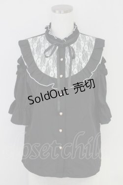 画像1: LOLITAその他(お買取対象外) / レースヨーク肩空きブラウス M ブラック T-25-07-22-008-LO-BL-SA-ZT