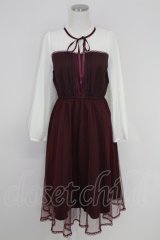 axes femme POETIQUE / チュールデザインワンピース M ボルドー T-25-07-22-011-AX-OP-SA-ZT381