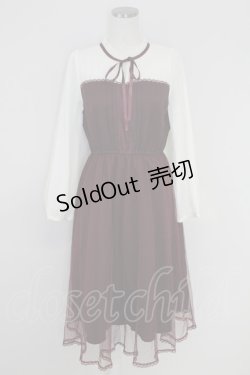 画像1: axes femme POETIQUE / チュールデザインワンピース M ボルドー T-25-07-22-011-AX-OP-SA-ZT381