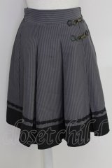 axes femme / ビット付きバイカラーストライプスカート M グレー T-25-07-22-017-AX-SK-SA-ZT