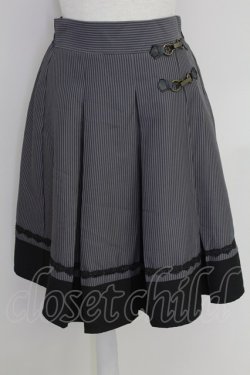画像1: axes femme / ビット付きバイカラーストライプスカート M グレー T-25-07-22-017-AX-SK-SA-ZT