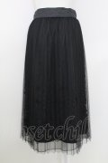 axes femme / 裏地刺繍プリーツチュールスカート M ブラック T-25-07-22-020-AX-SK-SA-ZT