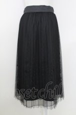 画像1: axes femme / 裏地刺繍プリーツチュールスカート M ブラック T-25-07-22-020-AX-SK-SA-ZT097 (1)