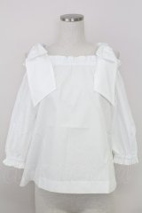 an another angelus / ビッグリボンオフショルブラウス  白 T-25-07-24-001-CA-BL-SA-ZI