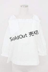 an another angelus / ビッグリボンオフショルブラウス  白 T-25-07-24-001-CA-BL-SA-ZI