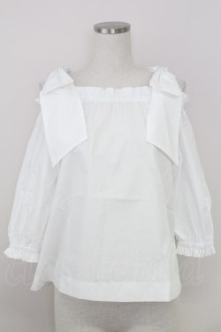 画像1: an another angelus / ビッグリボンオフショルブラウス  白 T-25-07-24-001-CA-BL-SA-ZT