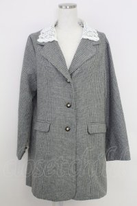 Fi.n.t / レース衿付き2wayチェックジャケット  グレーチェックＸ白 T-25-07-24-024-CA-JA-SA-ZI