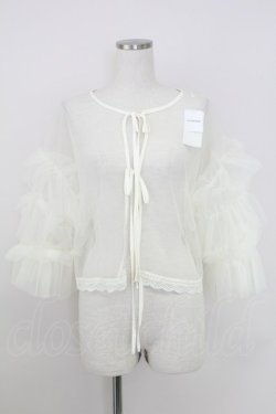 画像1: axes femme / フリルチュールトップス  アイボリー T-25-07-24-003-AX-TO-SA-ZT